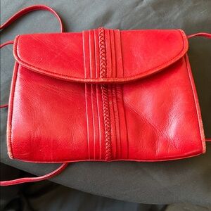 Barbara Bolan For Bolan Too 80’s Glam  Crossbody Bag with Braided Detail, Red